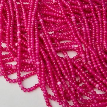 Jadeit fuksja oponka fasetowana 4x3mm Jadeit fuksja oponka fasetowana 4x3mm