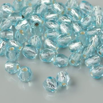 Fire Polish Silver Lined - Light Aquamarine (SL60000) 4mm