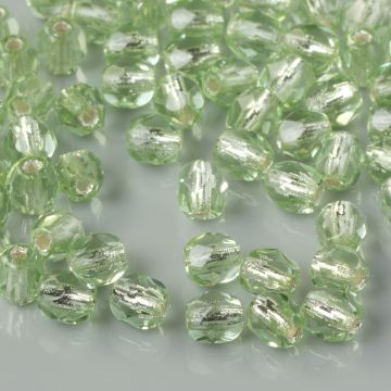 Fire Polish Silver Lined - Peridot (SL50500) 4mm