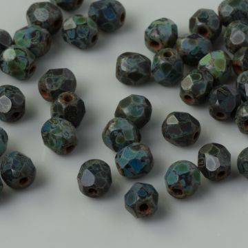 Fire Polish Matte - Jet Picasso (MT23980) 4mm