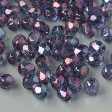 Fire Polish Luster Transparent Amethyst (LE00030) 4mm