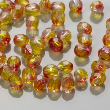 Fire Polish Dual Coated Fuschia/Lemon (K3912) 4mm