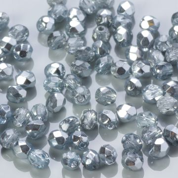 Fire Polish Coated 1/2 Silver (K2601) 4mm