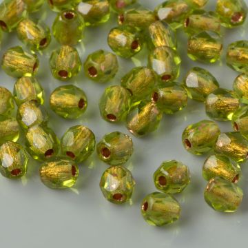 Fire Polish Copper Line - Olivine (CL50230) 4mm
