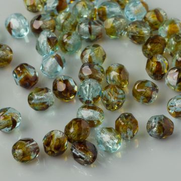 Fire Polish Teal Tortoise (68116) 4mm