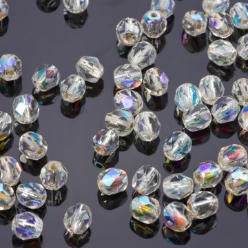 Fire Polish Silver Lined - Crystal AB (SLX00030) 6mm