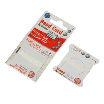 Nitka jedwabna do pereł z igłą white 0,3mm Nitka jedwabna do pereł z igłą white 0,3mm