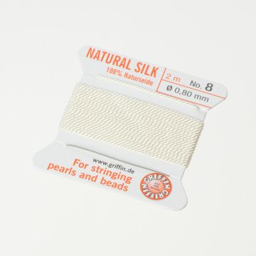Nici jedwabne z igłą white 0,8mm