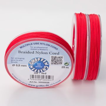 Griffin nylonowy sznurek do makramy 0.5mm czerwony 50m