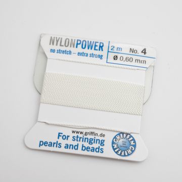 Nici Nylon Power z igłą white 0,6mm