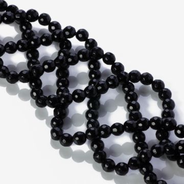 Onyks kulka fasetowana czarny 6mm Onyks kulka fasetowana czarny 6mm