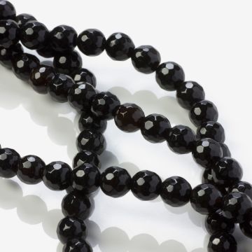 Onyks kulka fasetowana czarny 8mm Onyks kulka fasetowana czarny 8mm