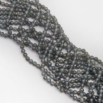 Jadeit kulka fasetowana szary 6mm