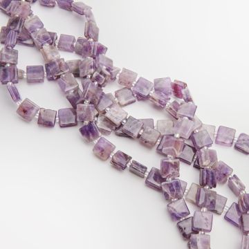 Ametyst kwadrat do makramy z rowkami 10mm