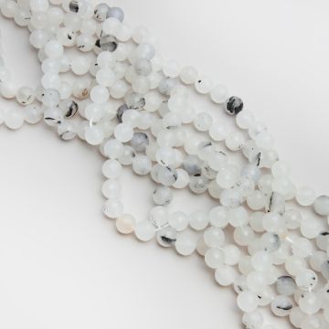 Kryształ górski z czarnym turmalinem kulka fasetowana 10mm