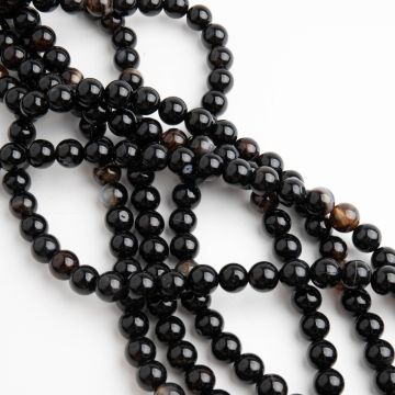 Agat czarna kulka gładka błyszcząca 8mm