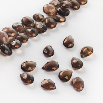 Brioletka briolette łezka fasetowana kwarc dymny