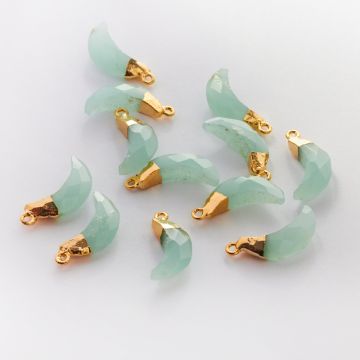 Zawieszka księżyc w okuciu chalcedon zielony 21mm