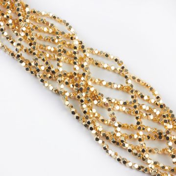 Hematyt platerowany kulka 8cut light gold 4mm