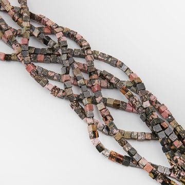 Rodonit kostka gładka 6x6mm