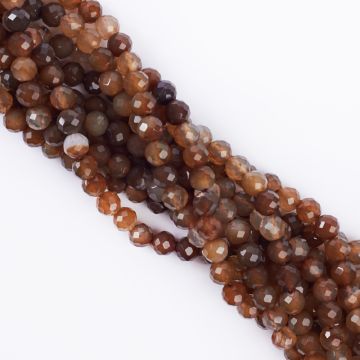 Agat kulka fasetowana brunatny 8mm
