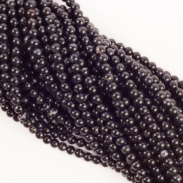 Czarny agat kulka pasiasta gładka 6mm