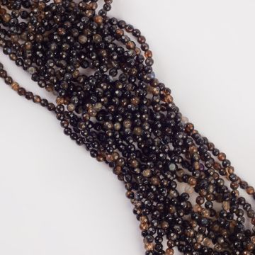 Agat kulka fasetowana czarny 3mm