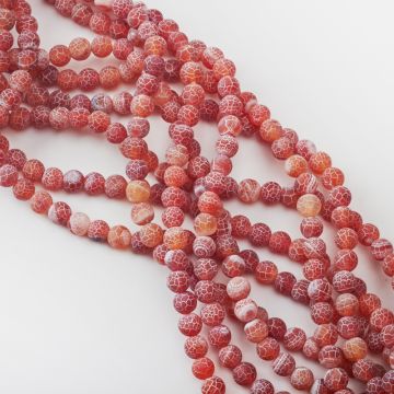 Agat kulka kwasowana matowa czerwona 8mm