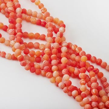 Agat kulka kwasowana matowa pomarańczowa 8mm