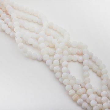Agat kulka kwasowana matowa biała 8mm Agat kulka kwasowana matowa biała 8mm