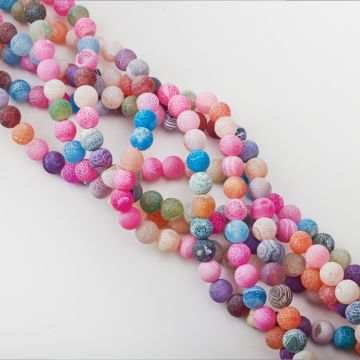 Agat kulka kwasowana matowa multikolor 8mm