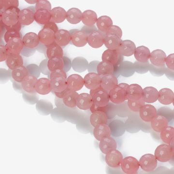 Jadeit kulka fasetowana różowa 7,5mm
