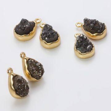 Agat czarny druzy komplet do kolczyków   15mm