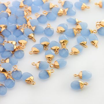 Chalcedon niebieski w oprawie kropelka 14mm