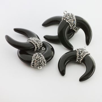 Onyks róg obfitości z ozdobną krawatką 36mm