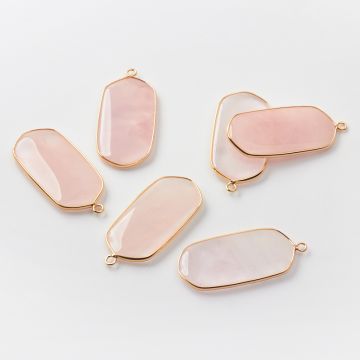 Kryształ górski różowy zawieszka płaski owal w okuciu 47x22mm