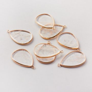 Kryształ górski zawieszka płaska łezka w okuciu 40mm