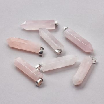 Różowy kryształ górski zawieszka grot 50mm