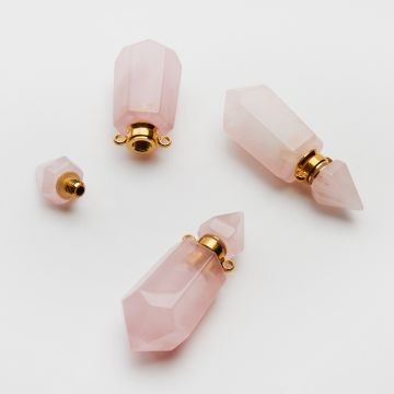 Zawieszka perfumetka z kryształu górskiego różowego odkręcana 40mm