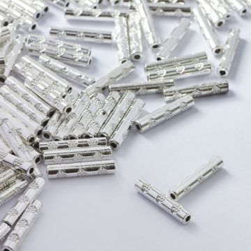 Koralik metalowy rurka ozdobna 14,5mm