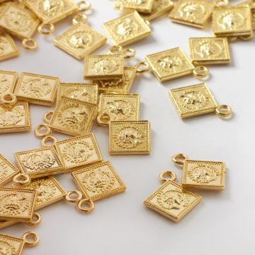 Zawieszka metalowa kwadratowa moneta 16mm