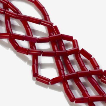 Koral bambusowy słupki wiśniowe 4x9mm Koral bambusowy słupki wiśniowe 4x9mm