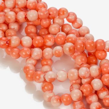 Koral bambusowy kulka kość słoniowa i ciemny łosoś 8-9mm Koral bambusowy kulka kość słoniowa i ciemny łosoś 8-9mm