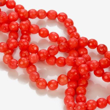 Koral bambusowy kulka fasetowana malinowa 7-8mm Koral bambusowy kulka fasetowana malinowa 7-8mm