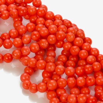 Koral bambusowy kulka ciemny łosoś 7-8mm Koral bambusowy kulka ciemny łosoś 7-8mm