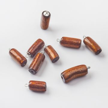 Koral złoty słupek zawieszka ze srebrną zawieszką 30x10mm