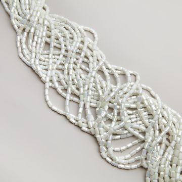 Kryształki słupki fasetowane ceramic white AB 4,5x8,5mm