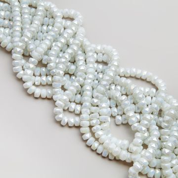 Kryształki oponki fasetowane ceramic white AB 5x7,5mm