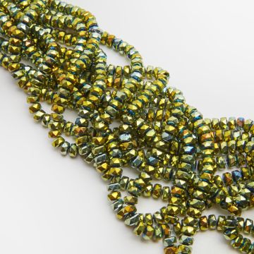 Kryształki oponki fasetowane metallic green 5x7,5mm