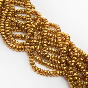 Kryształki oponki fasetowane old gold 5x7,5mm